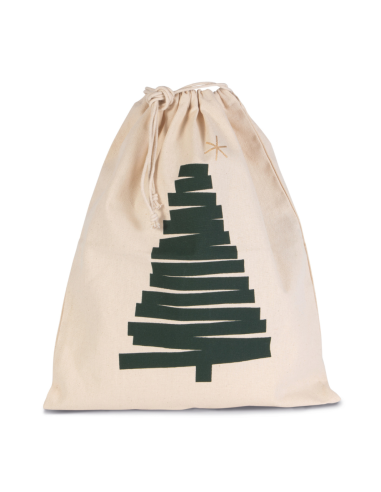 KIM-KI0746-COTTON BAG WITH CHRISTMAS TREE DESIGN AND DRAWCORD CLOSURE